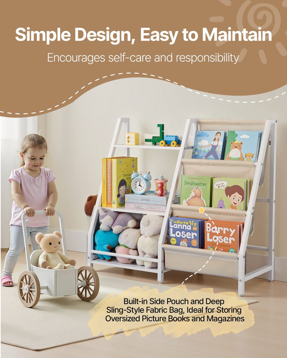 3-Tier Kids Bookshelf, Toy Storage Organizer For Toddler, Book Shelf For Kids