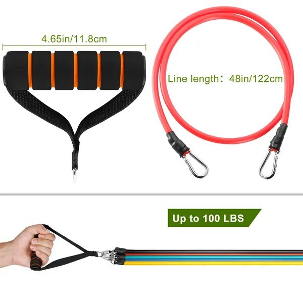 11Pcs Resistance Bands Set Fitness Workout Tubes Exercise Tube Bands