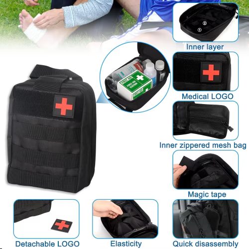 Universal Tactical Vehicle Back Seat Organizer With 3 Detachable Pouches-1 Set